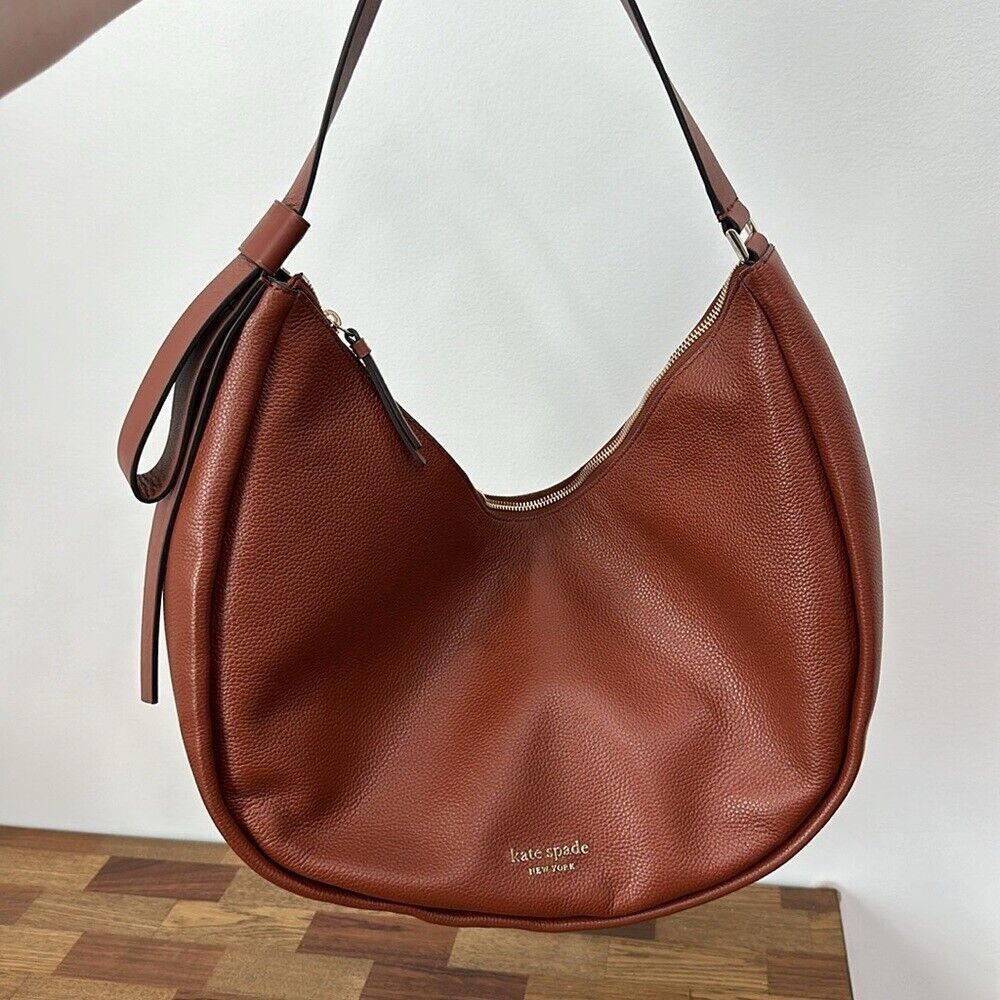Kate Spade Smile Large Leather Shoulder Bag Purse Camel Tote NWOT Designer - Picture 6 of 11